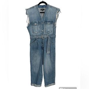 Blank NYC Women’s Distressed Denim Overall Pants Size S